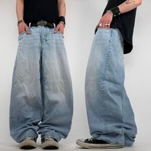Vintage y2k baggy wide leg faded stonewash grunge archive jeans